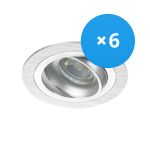 Lot 6x Noxion Encastré Spot Logic MR16 inclinable Aluminium | Diamètre 80mm - GU10 Culot