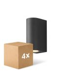 Lot 4x D'Lite Applique Murale Vossem Aluminium Noir| IP54 - Convient Pour 2x GU10