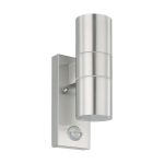 Eglo Applique Murale Riga 5 Acier Inoxydable 2W 250lm - 830 Blanc Chaud | IP44 - Détecteur De Mouvement