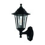 Eglo Applique Murale Duanera Noir | IP44 - Convient pour 1x E27 - Détecteur De Mouvement