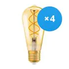 Lot 4x Osram Vintage 1906 LED E27 Poire Dorée 4W 300lm - 820 Blanc Très Chaud | Équivalent 25W