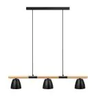 Nordlux Theo 3-Rail Pendelarmatuur Metaal en Hout Zwart | Geschikt voor 3x GU10
